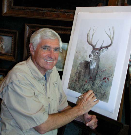 Larry K. Martin,wildlfe artist signature technique of painting with a soft acrylic